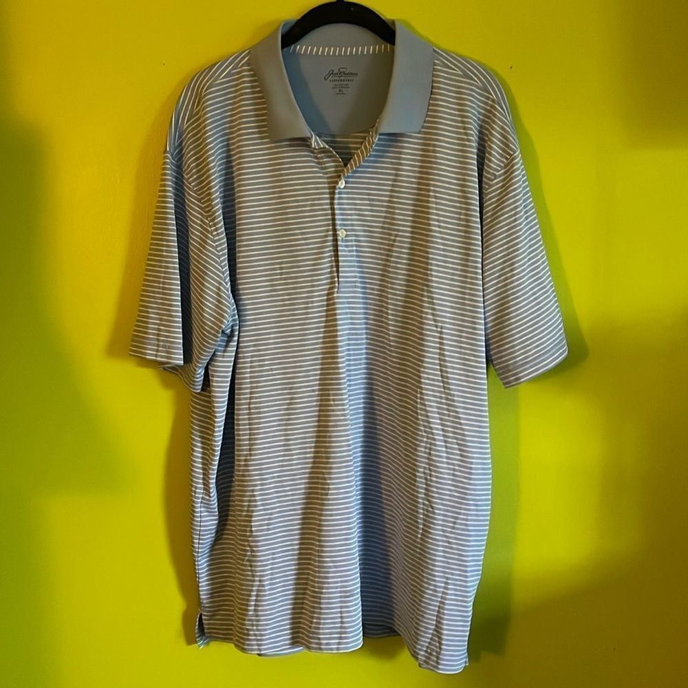 Jack Nicklaus Performance Men's Blue & White Striped Golf Polo Shirt Size XL